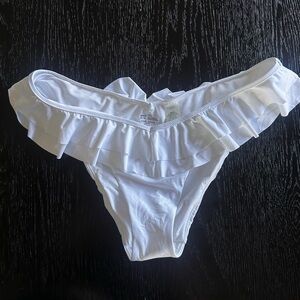 Aerie White Ruffle Bikini Bottom